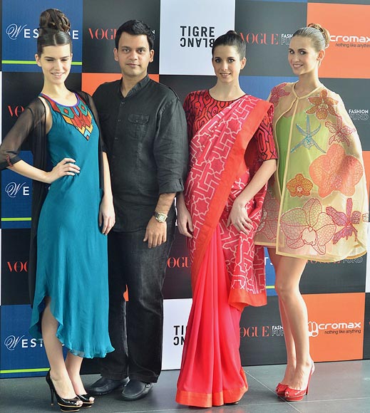 Vogue Fashion Fund 2013 semi-finalist Nachiket Barve with creations from his latest collection
