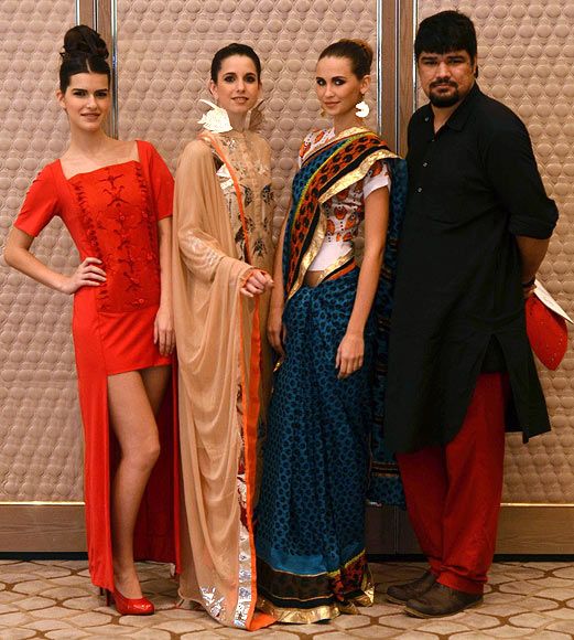 Vogue Fashion Fund 2013 semi-finalist Yogesh Chaudhary with creations from his latest collection