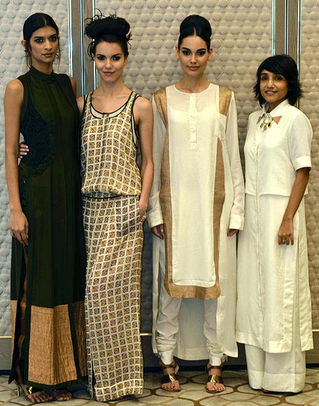 Vogue Fashion Fund 2013 semi-finalist Nupur Kanoi with creations from her latest collection