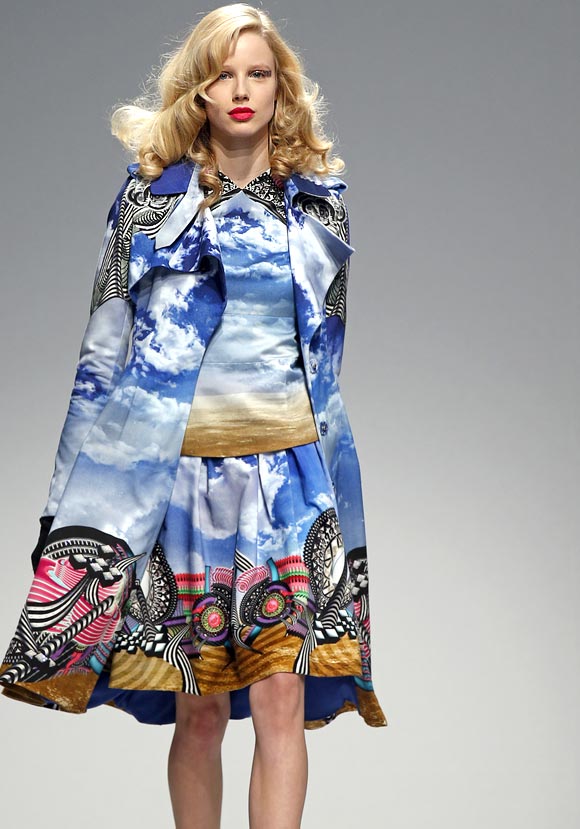 In Manish Arora's creations, the blue tones of the sky jostled for space with the bright hues that are his trademark.