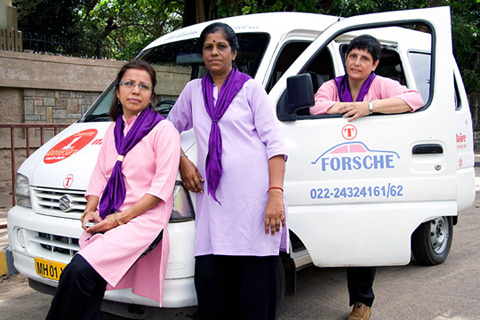Revathi Roy (right) with ForShe employees