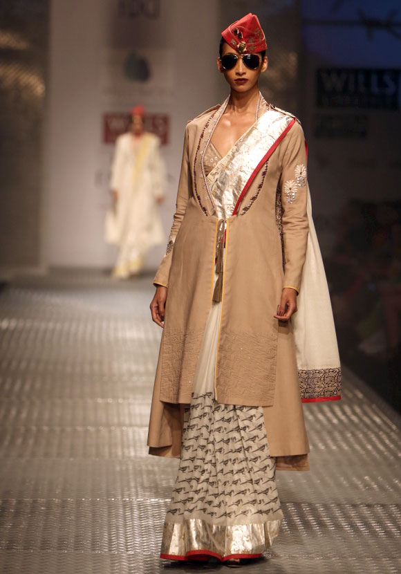 Model Lakshmi Rana shows a creation by Anju Modi.