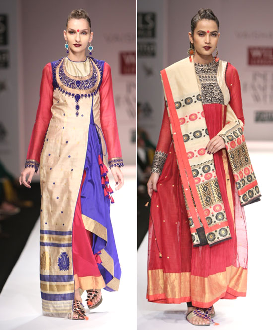 Traditional Assamese weaves are dominant in these ensembles by Vaishali