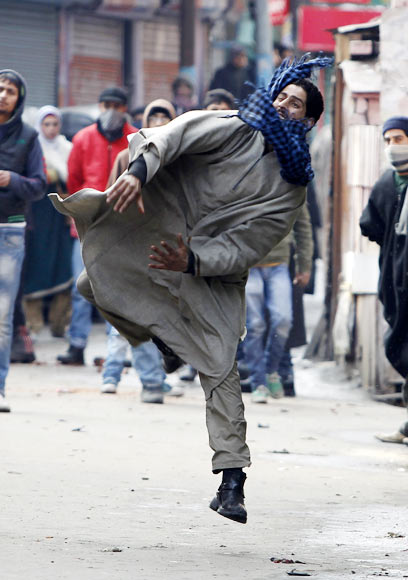 A protester in Srinagar, January 21, 2012.