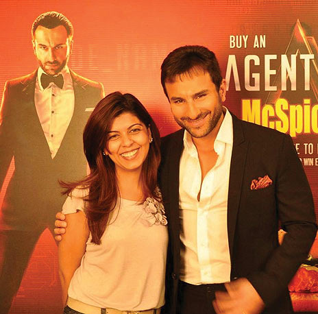 Tanaaz Bhatia with Saif Ali Khan during the promotion of the film Agent Vinod