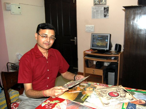 Moloy Ghosh works out of his apartment in New Delhi digitising old records