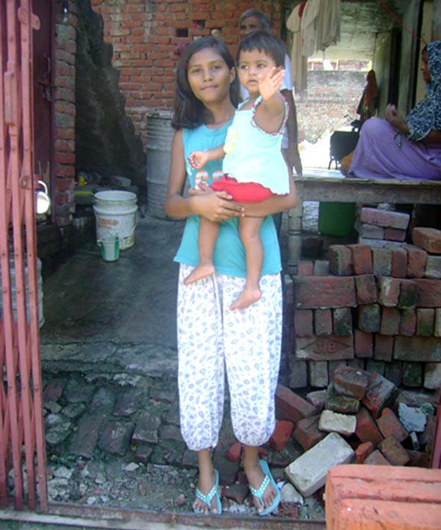 Sushma Verma outside her Lucknow home