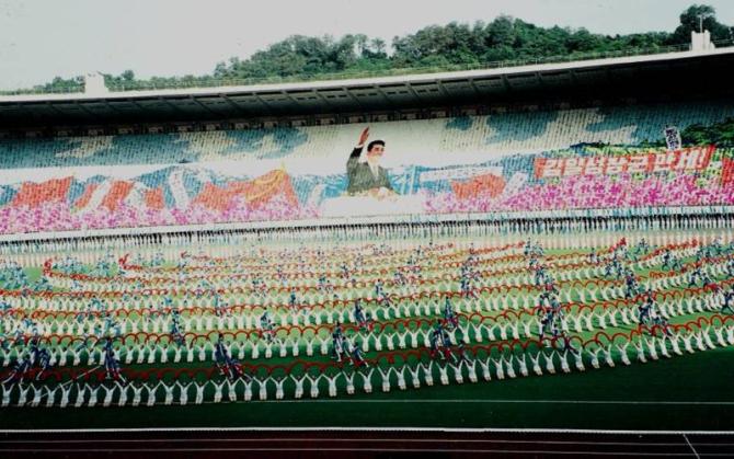 A mass games performance in Pyongyang, North Korea