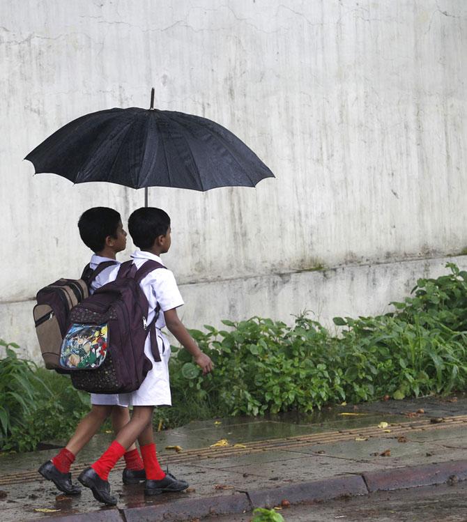 Two boys go to school 