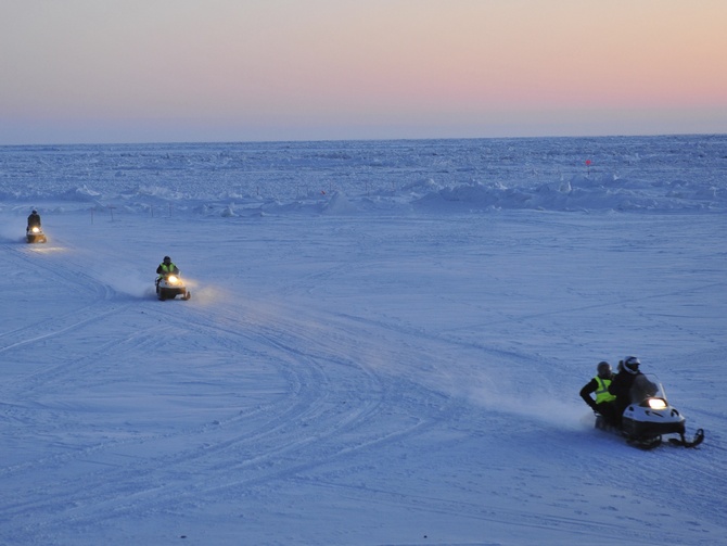 In places where railway lines and airplanes don't reach, snowmobiles are still a reliable mode of transport.