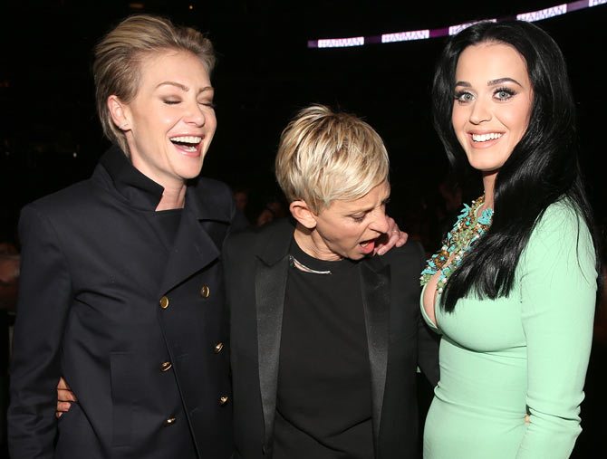 Portia de Rossi, Ellen DeGeneres and Katy Perry
