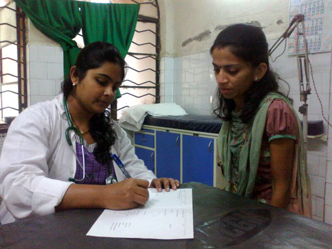 Dr Iyer does a routine check of one of her patients