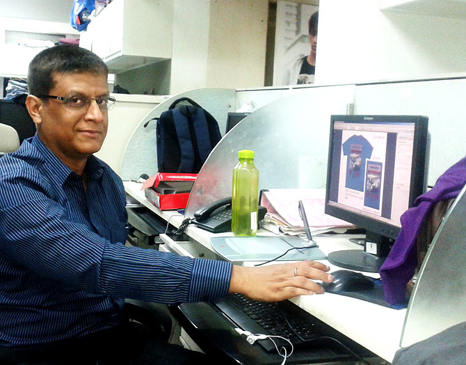 Sanjay Ghosh, senior graphic artiste, Globus at his workdesk