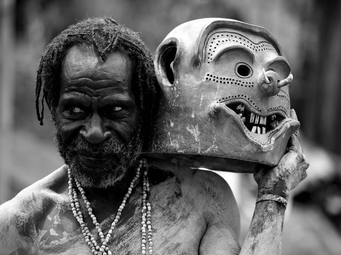 Seen here is An Asaro Mudman from the village of Goroka in the Eastern Highlands Province of Papua New Guinea.