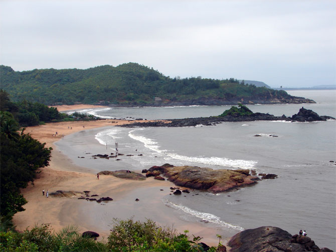 The Om beach had gained its name from the peculiar shape of the coast which resembles the venerated Sanskrit sound.