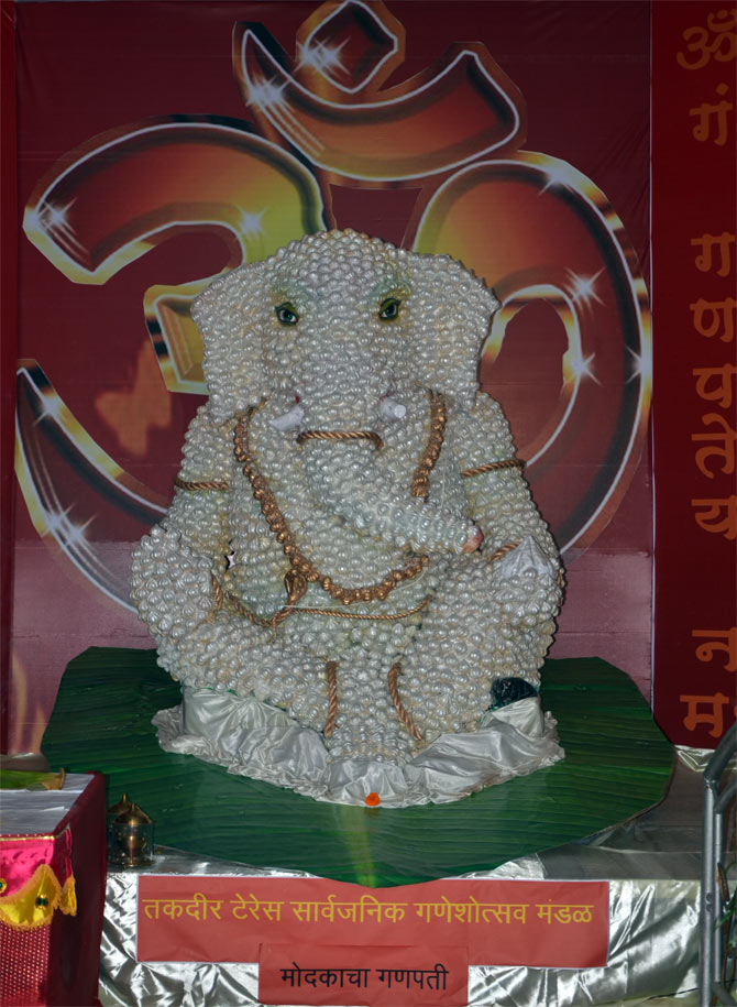 Ganesha idol made out of modaks in Mumbai's Parel area