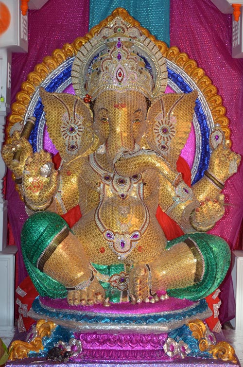 The holy swastika motif all over this idol makes this Ganesha unique.
