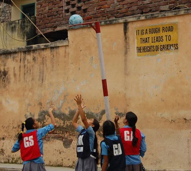 A netball game in progress. Naz uses netball as a vehicle for social inclusion.
