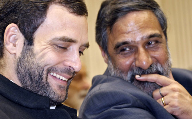 Seen here is Rahul Gandhi along with Anand Sharma, the minister for Commerce and Industry and Textiles in a picture dated November 2012.