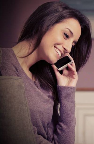 A model talking on Spice mobile phone.