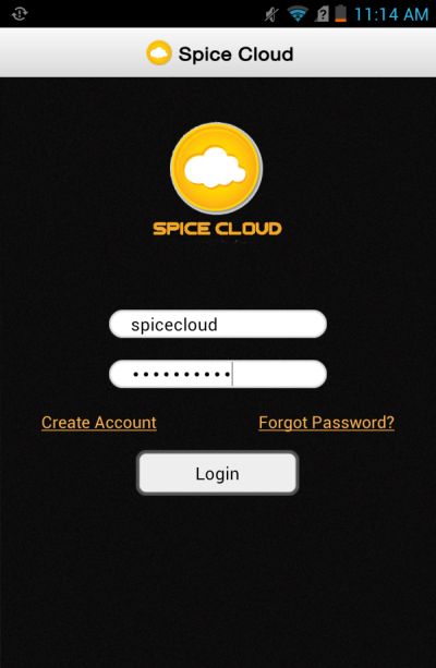 Spice cloud app screenshot.