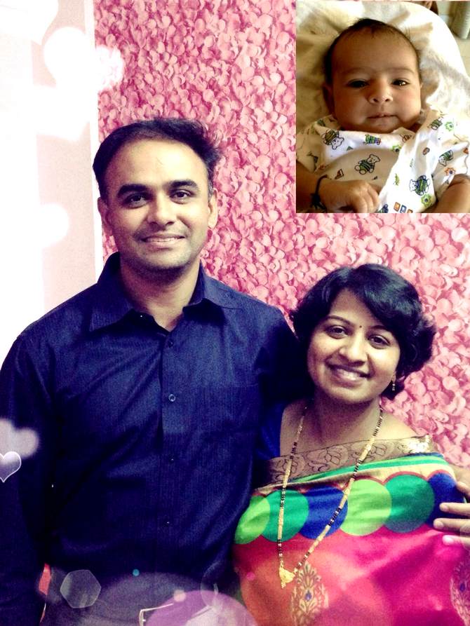 Satish Ghogre with his wife Smitha and (inset) daughter Rhea.