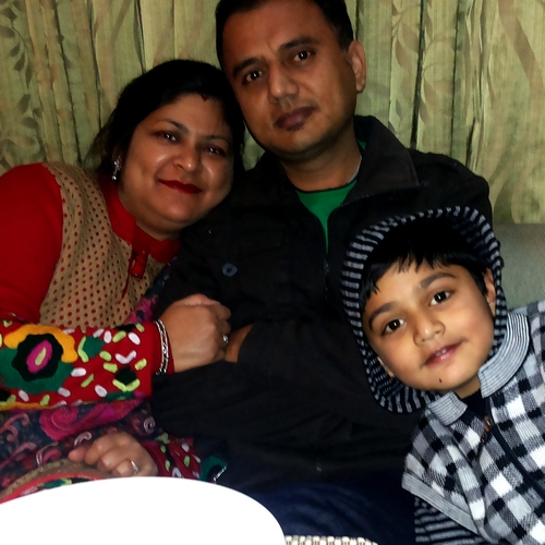 Ravi Goyal with his wife, Anurag and son Anurav