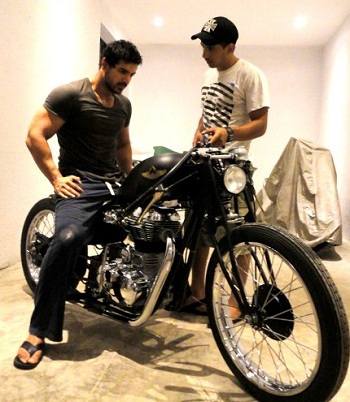 First Client John Abraham with Vijay and the bike Light Foot