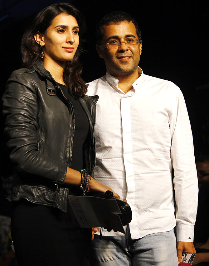 Chetan Bhagat with a guest