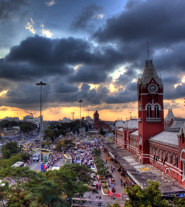 The iconic Chennai Central railway station