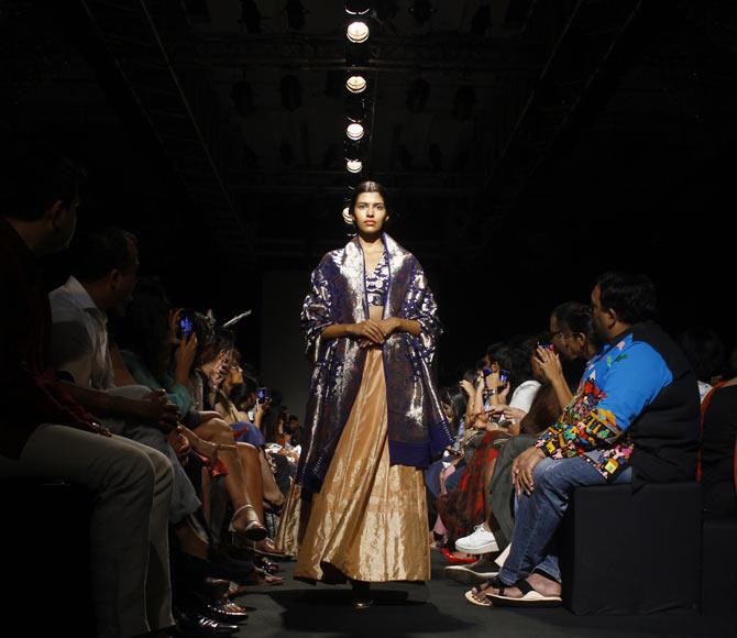 A model in a Sanjay Garg creation.