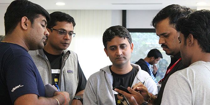 Amod Malviya with his colleagues at Flipkart