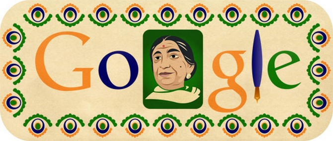 Google India's homepage on February 13 features a doodle of Sarojini Naidu