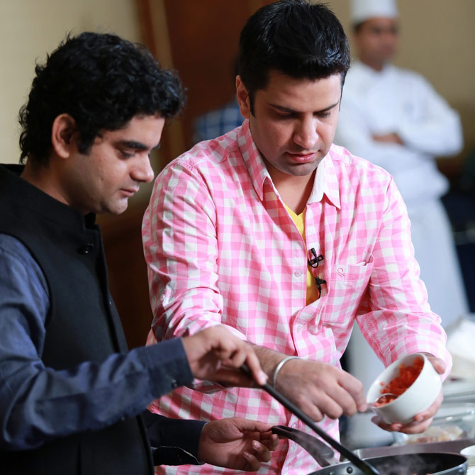 Chef Kapur with movie critic Mayank Shekhar at the launch of his cookbook in Mumbai.