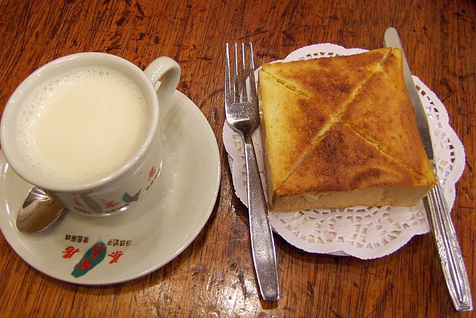 Warm milk with toast
