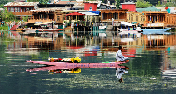 The flower seller, Dal Lake, Kashmir 