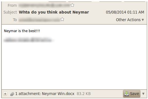 Scam email with malicious attachment targeting fans of Brazilian star Neymar
