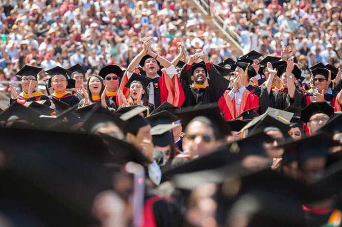 Graduates at the commencement ceremony at Stanford University.