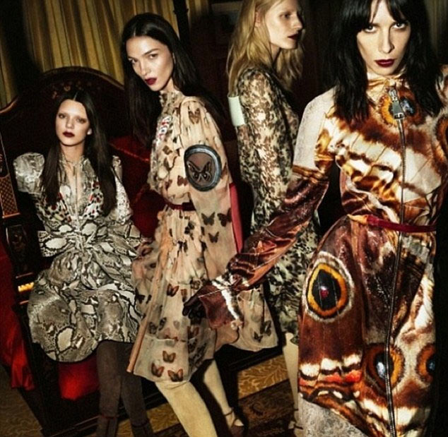 Kendall Jenner (far left) in the new Givenchy fall/winter campaign.