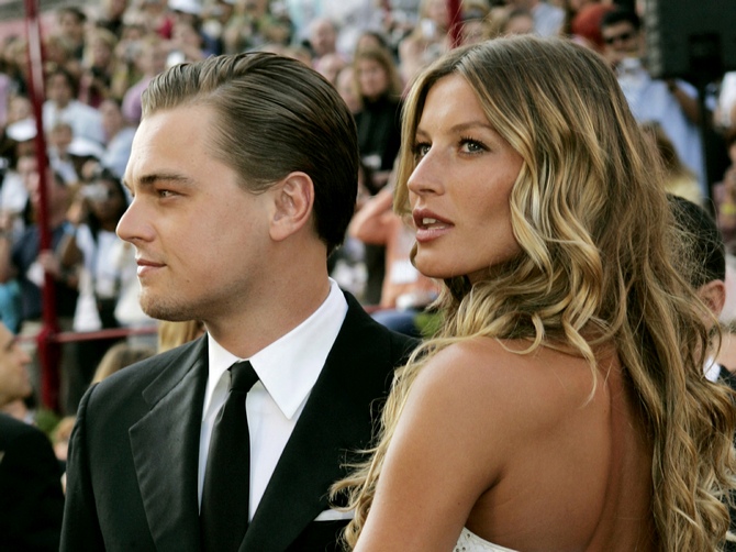 Leonardo DiCaprio with Gisele at the Academy Awards in 2005.