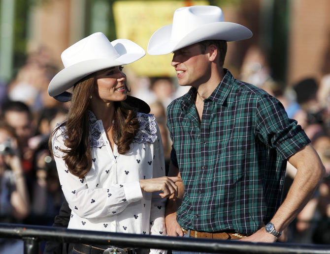 Kate and Prince William at a bull riding festival in Calgary, Alberta.