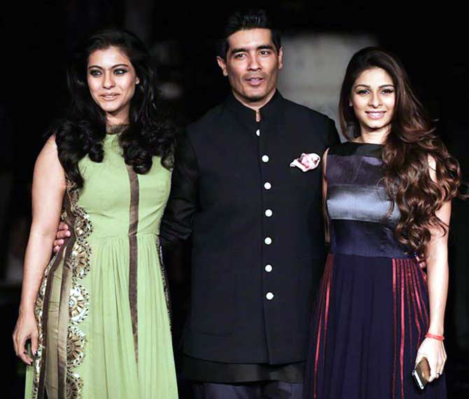 Kajol and Tanisha with Manish Malhotra.
