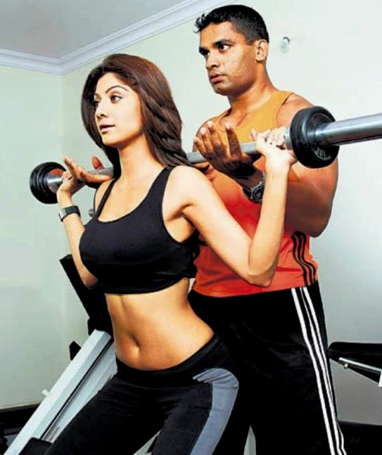 Actress Shilpa Shetty during a workout.