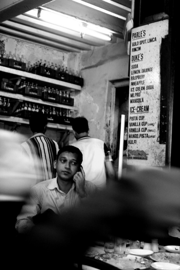 A customer at the 100-year-old B Merwan's cafe outside Grant Road station in Mumbai.