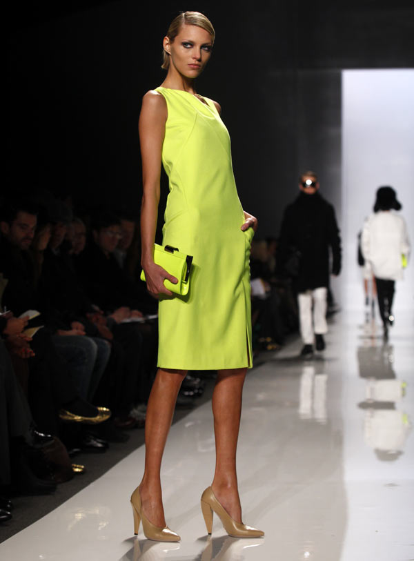 A model presents a creation from the Michael Kors Fall 2009 collection during New York Fashion Week,.