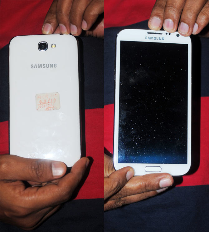 The Samsung galaxy Note 2 that was stolen and later recovered