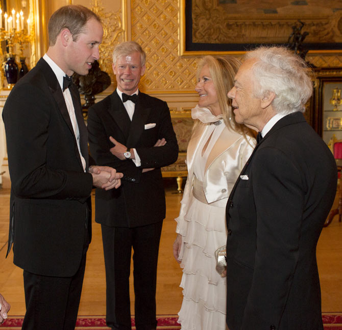 (L-R) Prince William chats with Ricky Anne Loew-Beer and Ralph Lauren