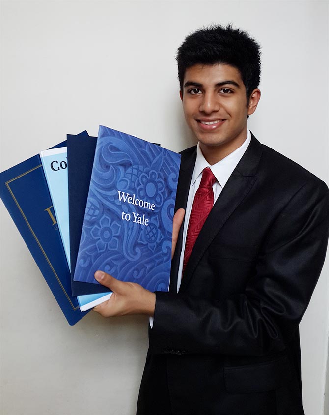 Sudhanshu Mishra with his admission offers -- he received 12 admission offers from leading international universities in the US and UK.