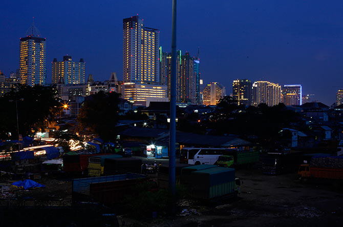 A view of the city skyline of Jakarta.