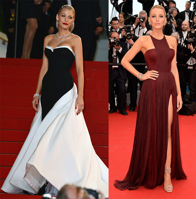 Blake Lively attends the 'Captives' premiere ;(right) Lively at the opening ceremony and the 'Grace of Monaco' premiere.